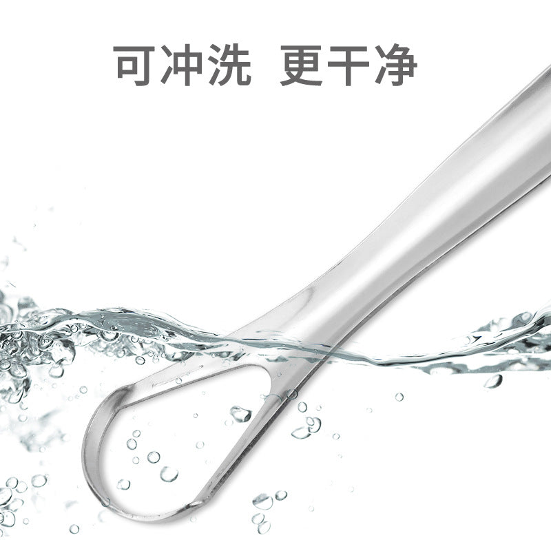 Factory stainless steel Open tongue scraper three-color tongue coating cleaning brush tongue scraper household oral care tools - image 5