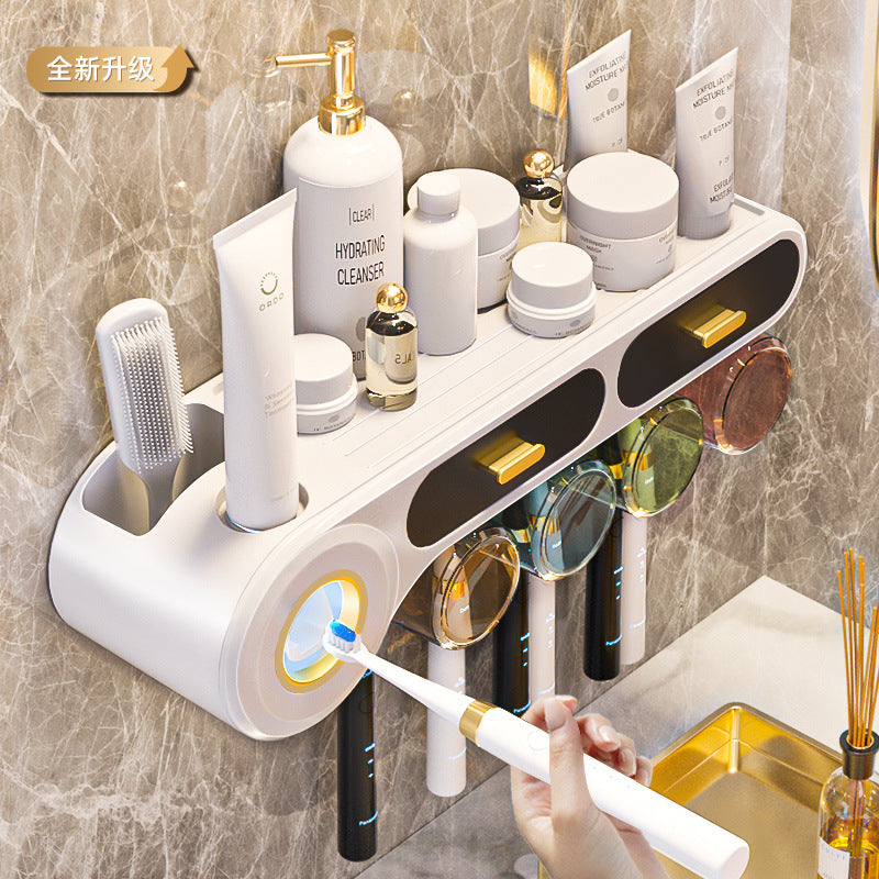Tooth Cup Toothbrush Storage Rack Punch-Free Wall-Mounted Family Wash Cup Set Mouthwash Cup Dental Rack Dental Rack - image 1