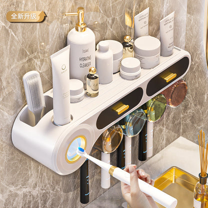 Tooth Cup Toothbrush Storage Rack Punch-Free Wall-Mounted Family Wash Cup Set Mouthwash Cup Dental Rack Dental Rack - image 1