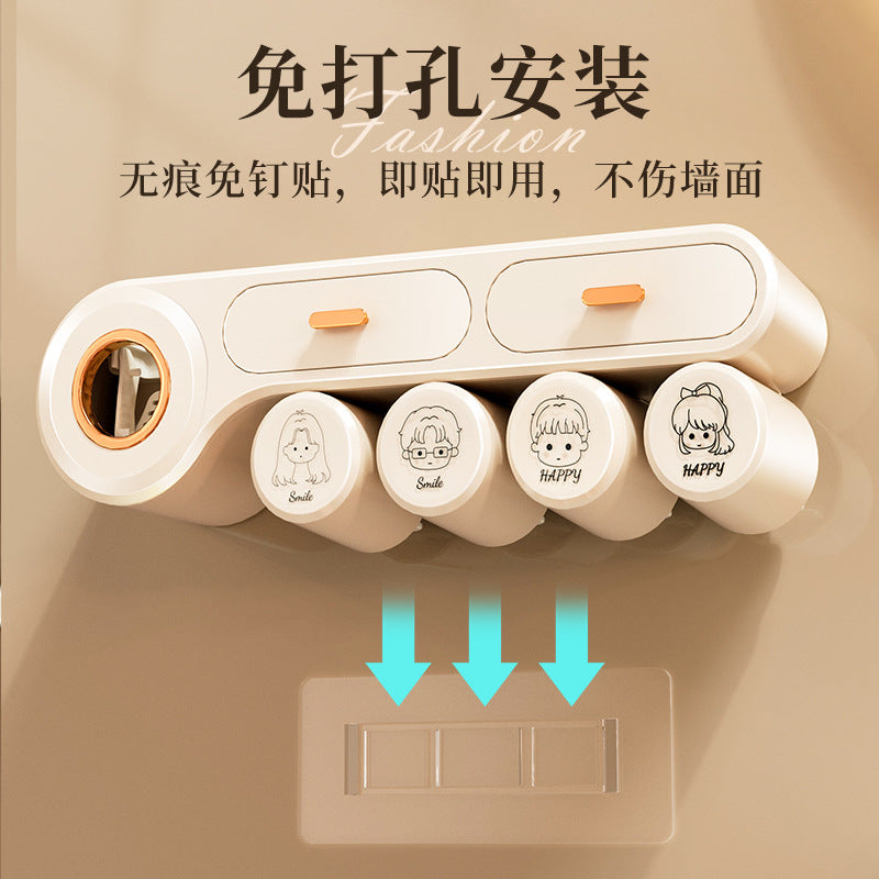 Tooth Cup Toothbrush Storage Rack Punch-Free Wall-Mounted Family Wash Cup Set Mouthwash Cup Dental Rack Dental Rack - image 3