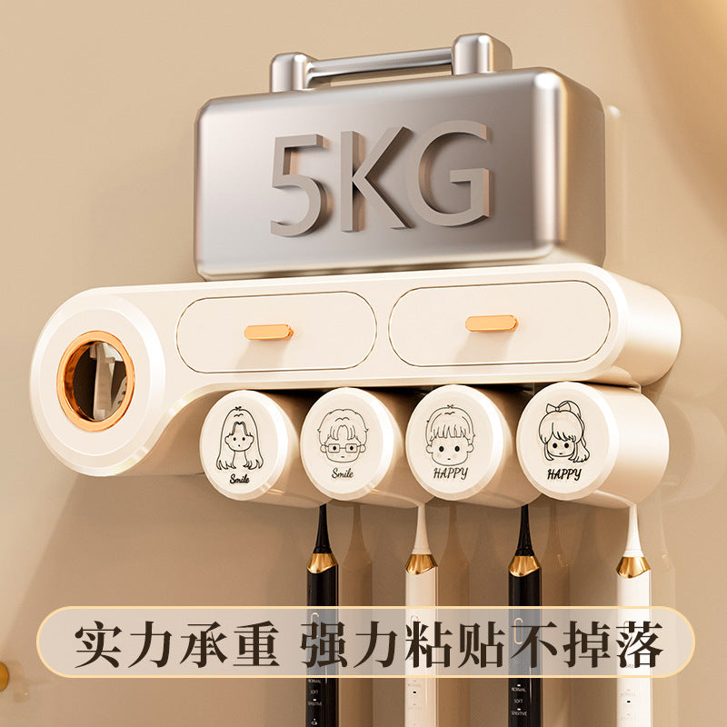Tooth Cup Toothbrush Storage Rack Punch-Free Wall-Mounted Family Wash Cup Set Mouthwash Cup Dental Rack Dental Rack - image 4