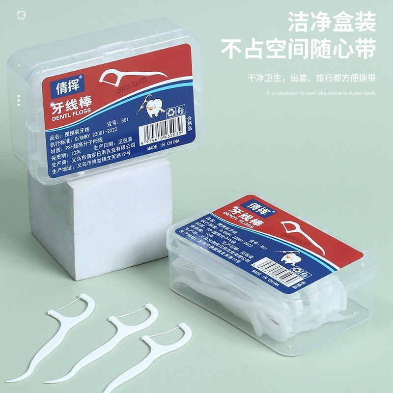 Dental Floss 50 Pieces Boxed Ultra-Fine Dental Floss Sticks Family Plastic Toothpick Arched Portable Boxed Floss Wholesale - image 3