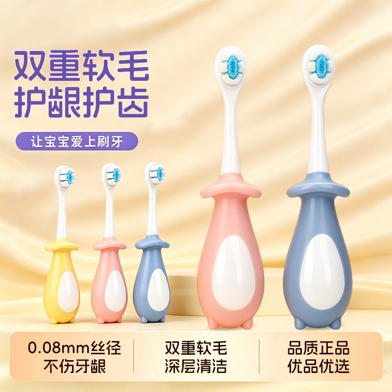 Toothbrush soft hair cute children's ten thousand hair toothbrush whole box silicone handle tooth guard cleaning baby soft bristles wholesale - image 1