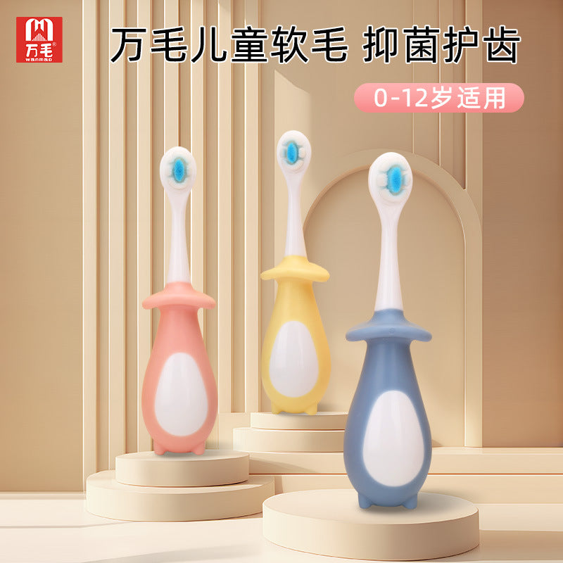 Toothbrush soft hair cute children's ten thousand hair toothbrush whole box silicone handle tooth guard cleaning baby soft bristles wholesale - image 3