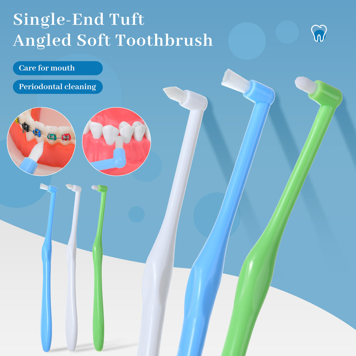 Single-Beam Brush orthodontic toothbrush small pointed flat head orthodontic braces special dental implant portable small head medium brush - image 1