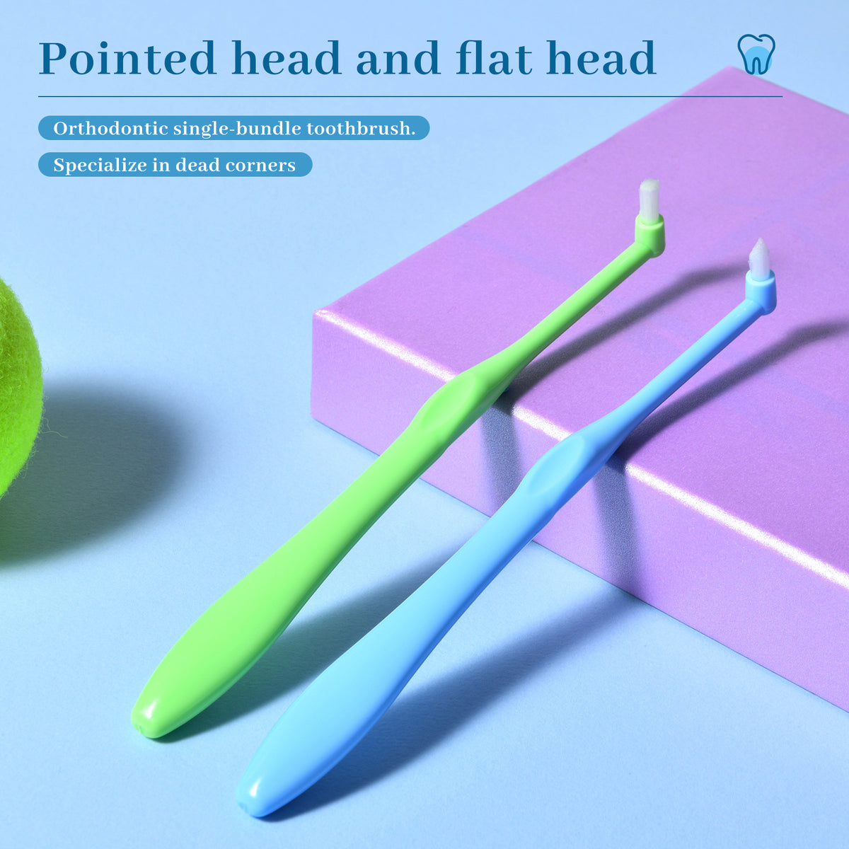 Single-Beam Brush orthodontic toothbrush small pointed flat head orthodontic braces special dental implant portable small head medium brush - image 2