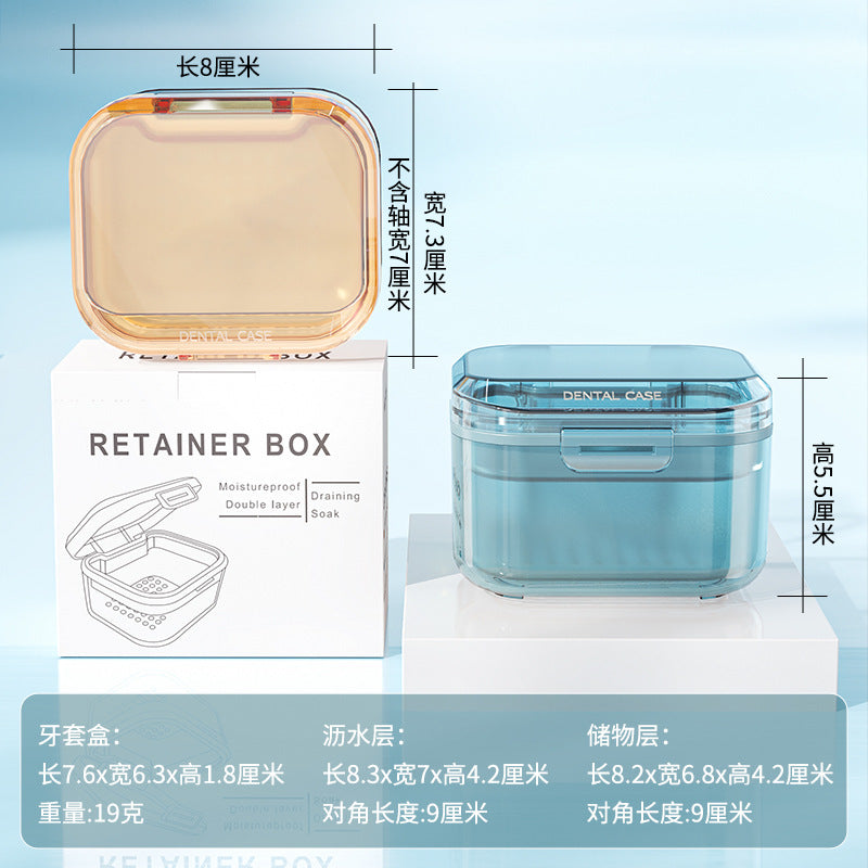 Cross-Border Braces Storage Box Denture Cleaning Box Invisible Retainer Drain Layered Portable Storage Box Braces Box - image 3