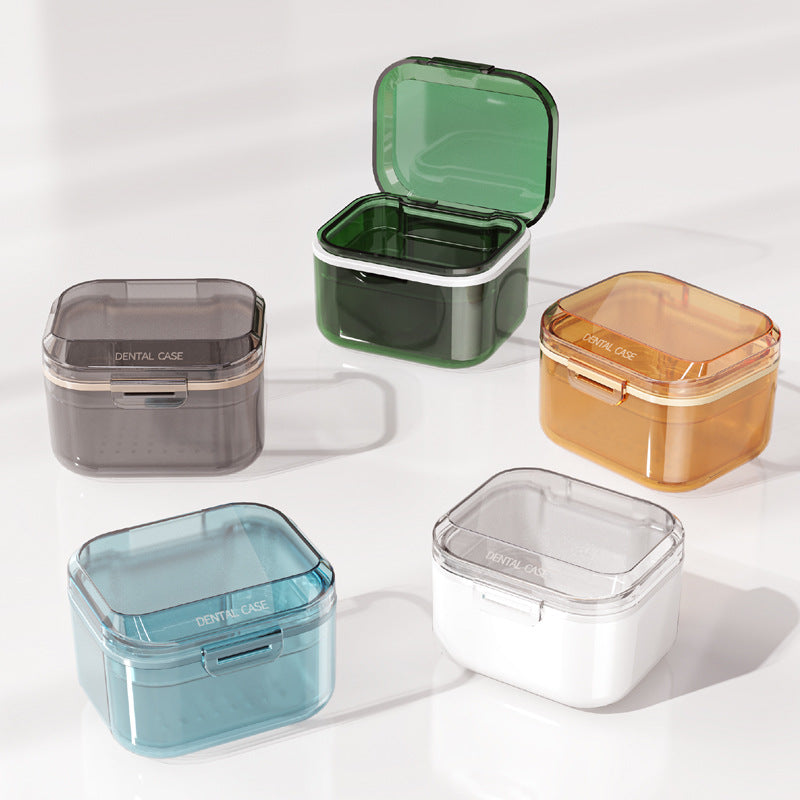 Cross-Border Braces Storage Box Denture Cleaning Box Invisible Retainer Drain Layered Portable Storage Box Braces Box - image 5