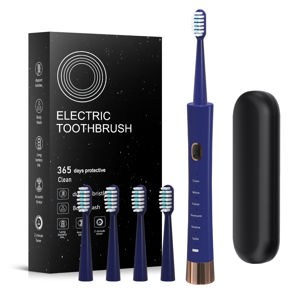 Adult electric toothbrush USB charging 6-speed adjustment smart dental cleaner 7-level waterproof soft hair household electric toothbrush - image 1