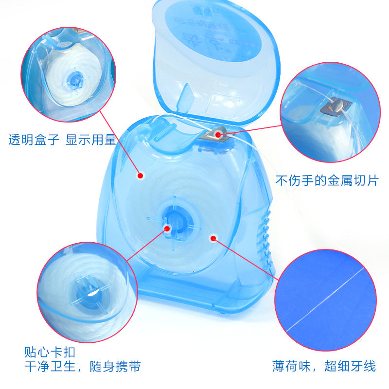 Manufacturer Wholesale Dental Floss, Slightly Waxed, Mint-Flavored Dental Floss, Portable Triangular Box, Ultra-Fine 50m High-Strength Dental Floss, Customizable - image 4
