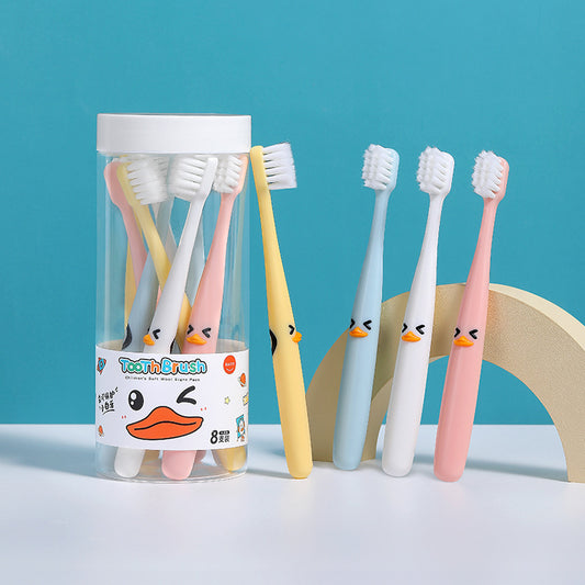 Cartoon small white duck children's toothbrush 8 barreled 3-6 years old baby baby household fine soft bristle toothbrush factory wholesale - image 1