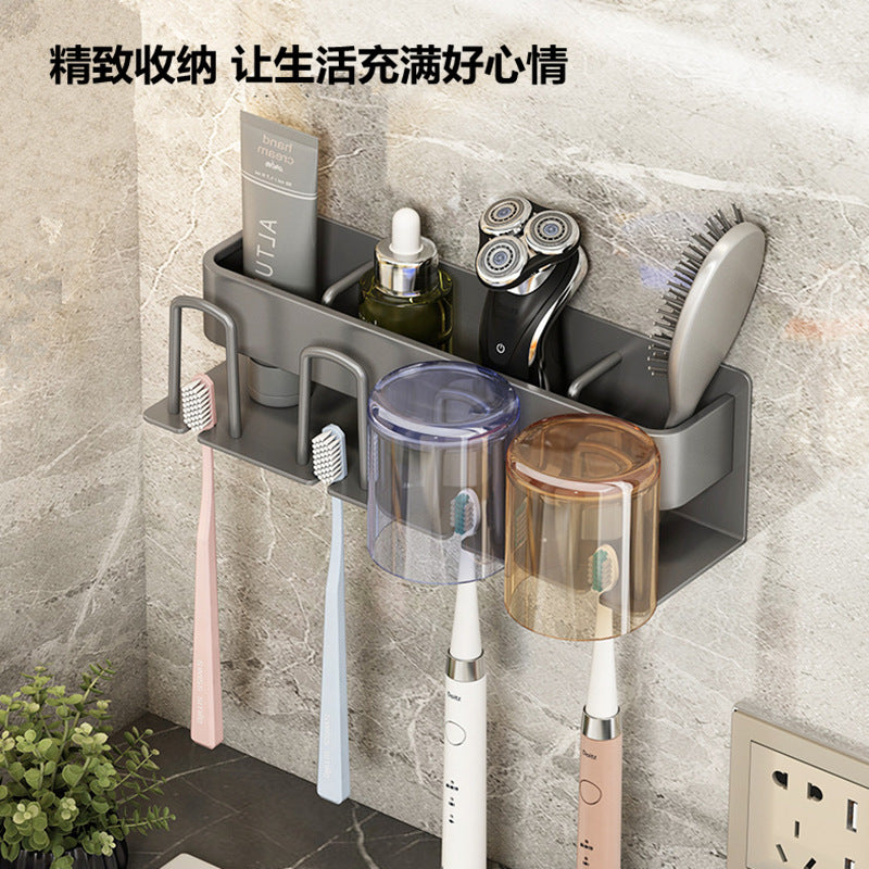 Toothbrush Holder, Mouthwash Cup Storage Rack, Item Organizer, Storage Shelf, Washbasin Toothbrush Cup, Electric, No-Drill Installation - image 4