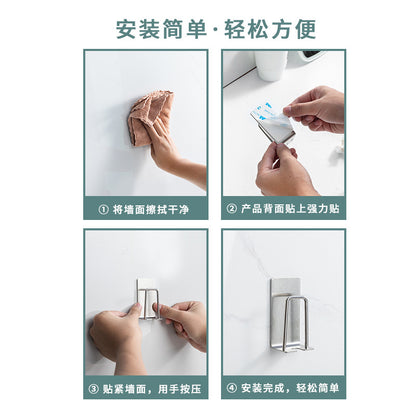 Stainless steel 304 toothbrush holder punch-free wash cup holder bathroom toothbrush storage rack wall-mounted mouthwash cup holder - image 4