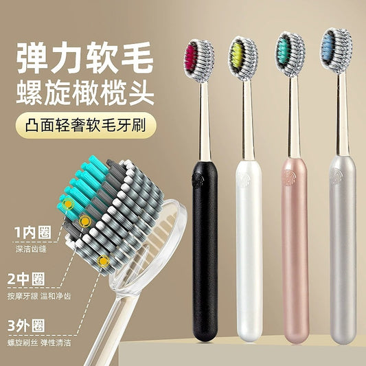 Roman Column-Shaped Convex Adult Toothbrush with Olive Head Brush Head, Soft Bristles, High-End Luxury Tooth Cleaning and Gum Protection, Household Toothbrush Wholesale - image 1