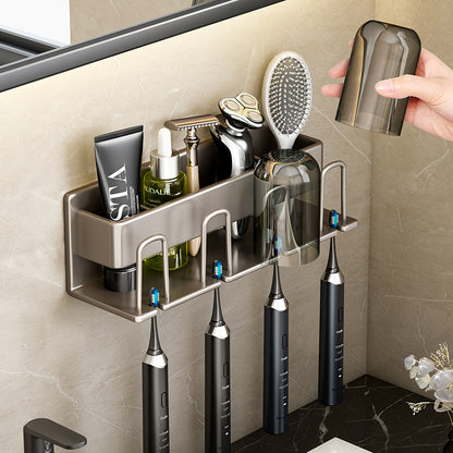 Gun Grey Toothbrush Storage Rack Toilet Hole-free Gargle Cup Tooth Cup Wall-mounted Storage Rack Electric Toothbrush Rack - image 1