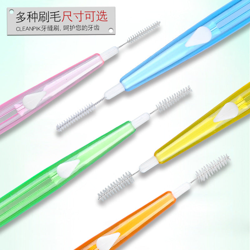 European and American Cross-Border Interdental Brushes 60 Pieces Push-Pull Interdental Brushes Orthodontic Toothbrush Korean Stainless Steel Soft-Bristled Interdental Brushes - image 3