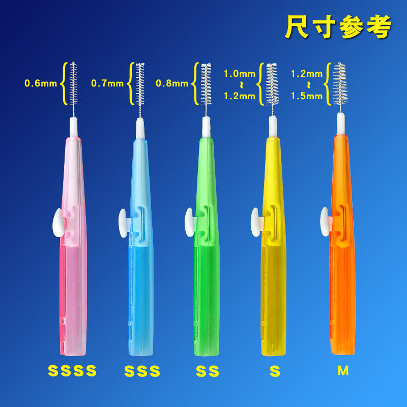 European and American Cross-Border Interdental Brushes 60 Pieces Push-Pull Interdental Brushes Orthodontic Toothbrush Korean Stainless Steel Soft-Bristled Interdental Brushes - image 4