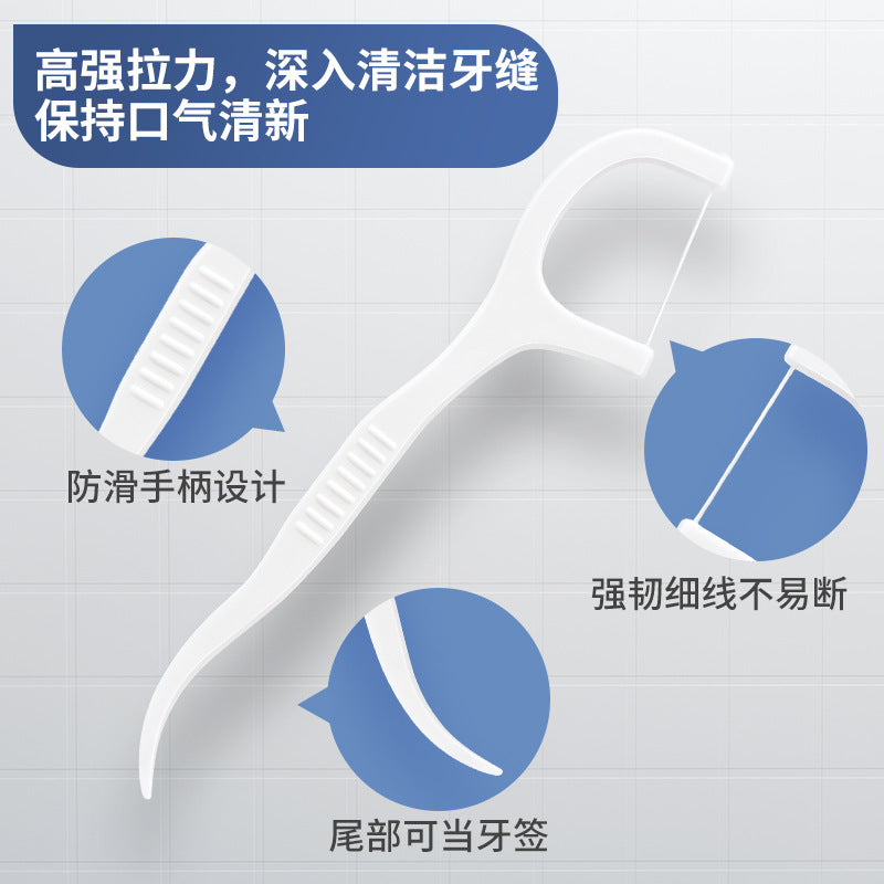 Factory in stock wholesale toothpick dental floss disposable polymer fine smooth dental floss stick toothpick line 50 boxed dental floss - image 2