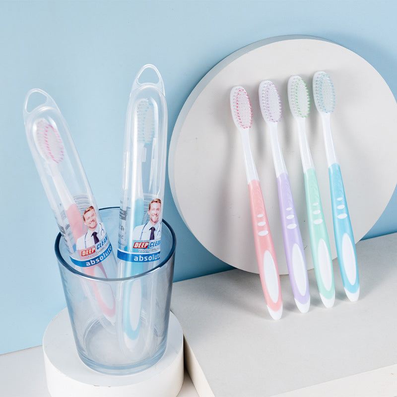 Foreign trade cross-border big head high density color soft hair two-color independent travel tube adult household toothbrush suit wholesale - image 2