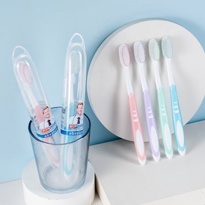 Foreign trade cross-border big head high density color soft hair two-color independent travel tube adult household toothbrush suit wholesale - image 2