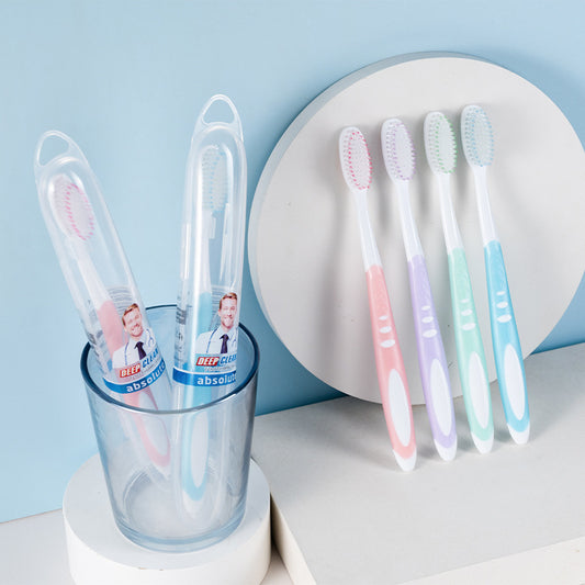 Foreign trade cross-border big head high density color soft hair two-color independent travel tube adult household toothbrush suit wholesale - image 2