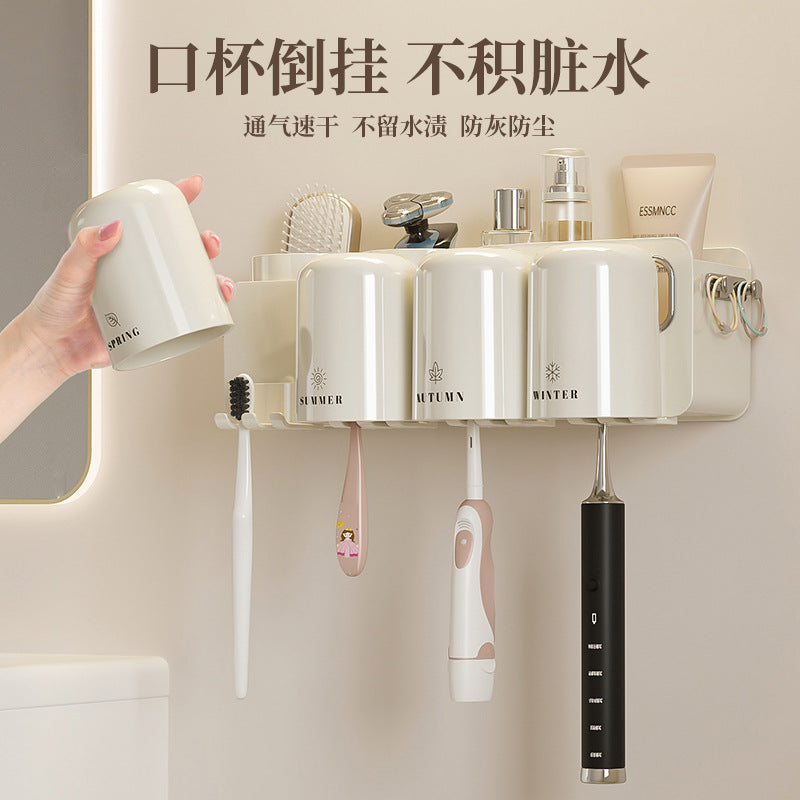 Toothbrush rack toothpaste mouthwash Cup Tooth Cup rack brushing household bathroom toothpaste squeezer - image 4
