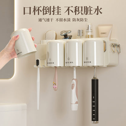 Toothbrush rack toothpaste mouthwash Cup Tooth Cup rack brushing household bathroom toothpaste squeezer - image 4