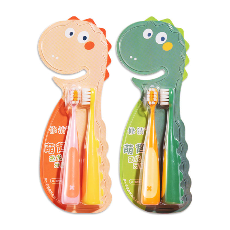 Children's Soft-Bristled Toothbrush for 2-12 Years Old Kindergarten Kids, Cartoon Dinosaur Design, 2-Pack for Home Use - image 5