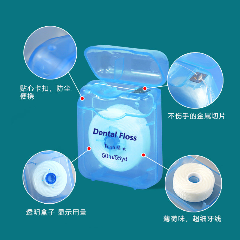 Spot Wholesale Roll Floss 50m Boxed Waxed Mint Flavor Ultra-Fine High Tension Line Orthodontic Floss Cross-Border - image 3