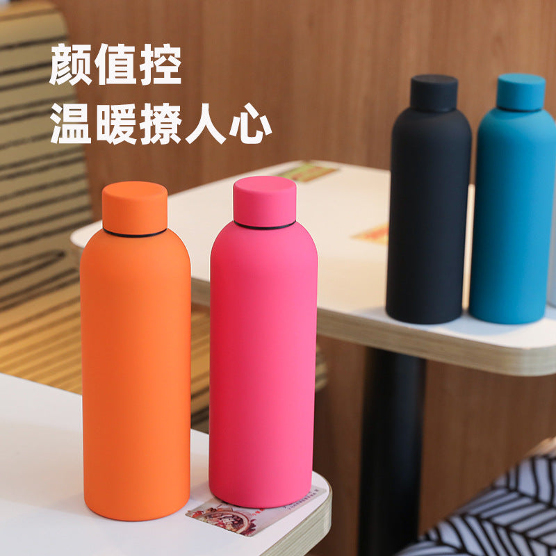 Rubber-Coated Sports Small-Mouth Bottle Thermos Cup for Women, Double-Layer 304 Stainless Steel Water Cup, American-Style Small-Mouth Straight Cup - image 2