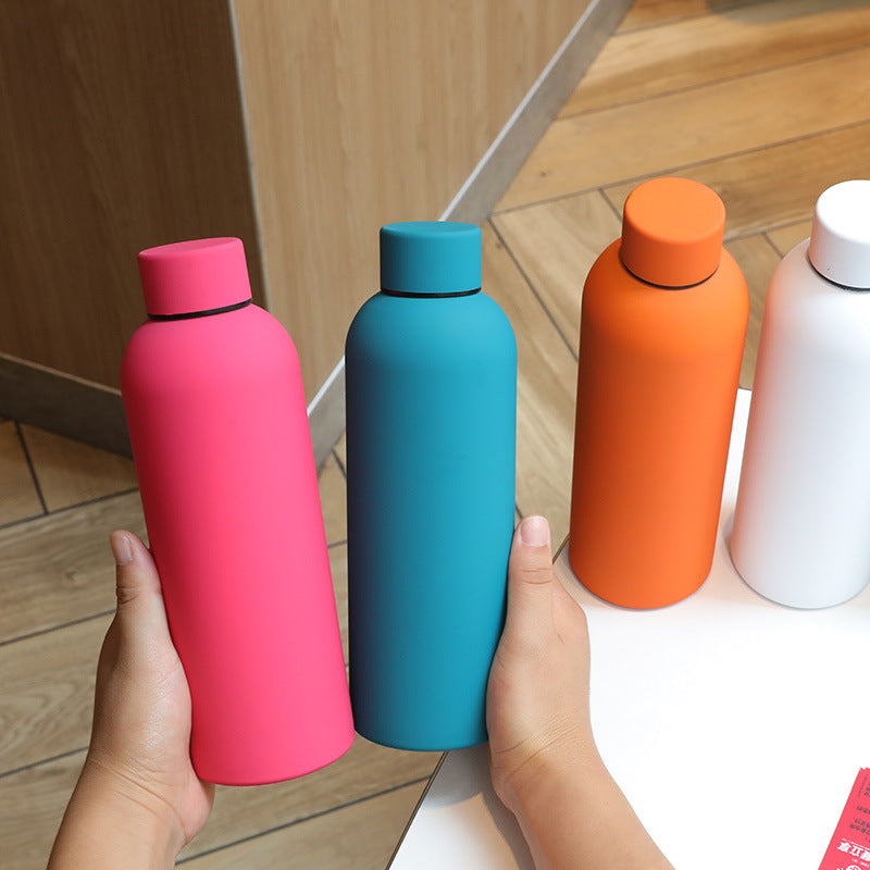 Rubber-Coated Sports Small-Mouth Bottle Thermos Cup for Women, Double-Layer 304 Stainless Steel Water Cup, American-Style Small-Mouth Straight Cup - image 3