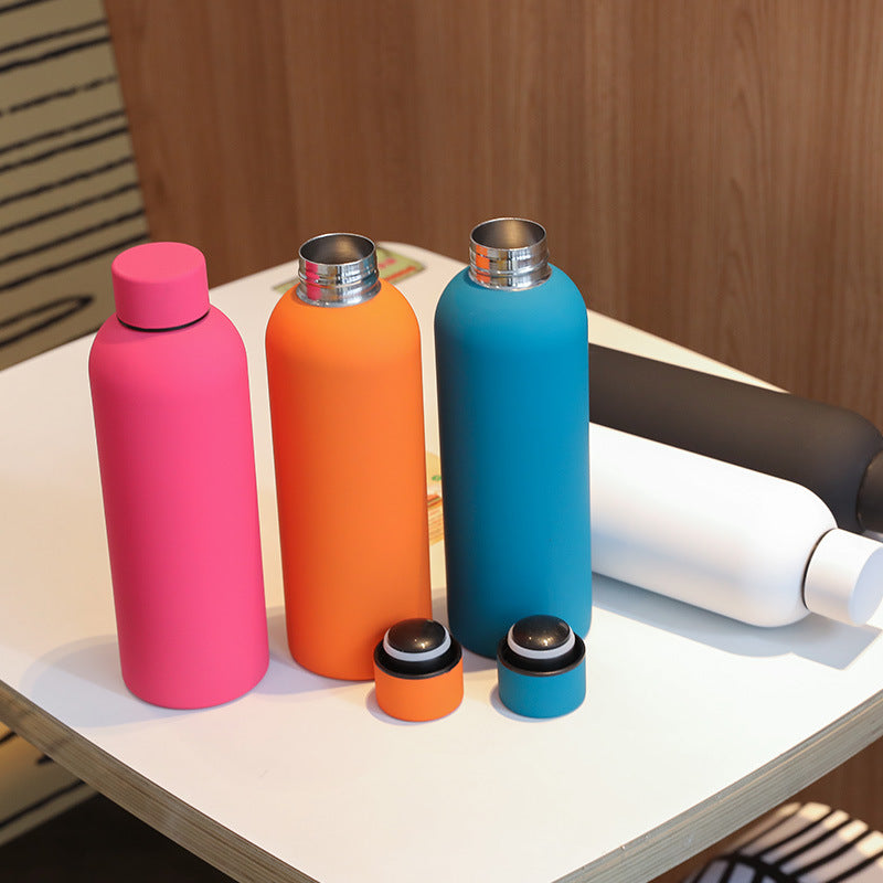 Rubber-Coated Sports Small-Mouth Bottle Thermos Cup for Women, Double-Layer 304 Stainless Steel Water Cup, American-Style Small-Mouth Straight Cup - image 4
