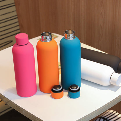 Rubber-Coated Sports Small-Mouth Bottle Thermos Cup for Women, Double-Layer 304 Stainless Steel Water Cup, American-Style Small-Mouth Straight Cup - image 4