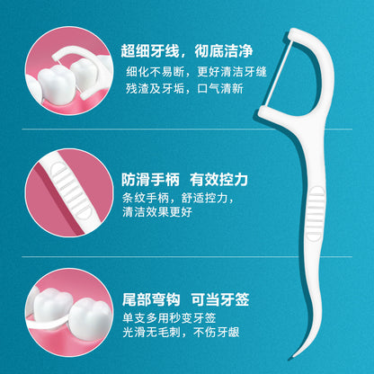Manufacturer Wholesale Dental Floss 1000 Bags in Bulk Ready-Made Disposable Dental Floss Sticks Ultra-Fine Round Floss Toothpick Floss - image 3