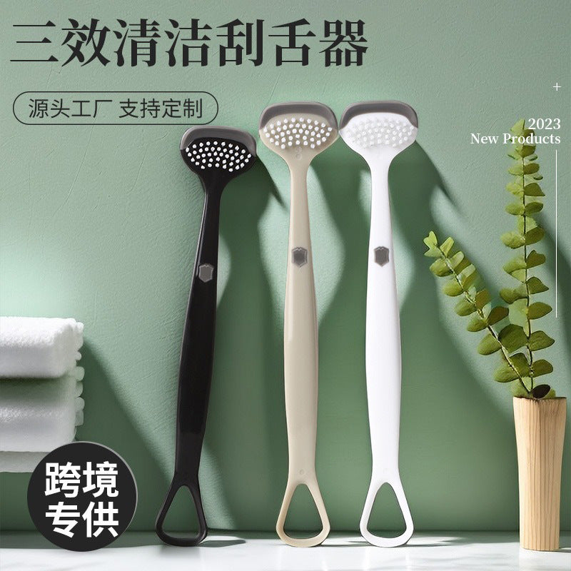 Tongue coating cleaner three-effect cleaning tongue scraper tongue coating Brush tongue scraping board tongue brush tongue scraping cleaning breath removing artifact - image 1