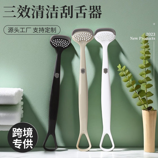 Tongue coating cleaner three-effect cleaning tongue scraper tongue coating Brush tongue scraping board tongue brush tongue scraping cleaning breath removing artifact - image 1