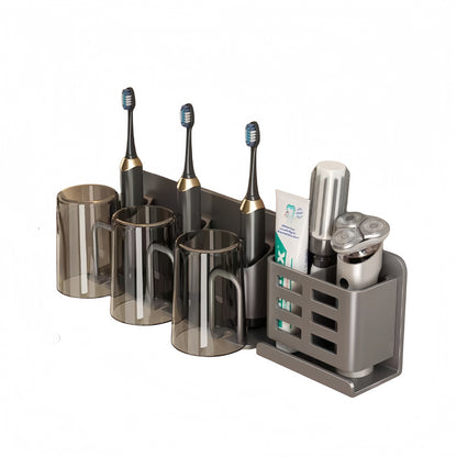 Toothbrush Storage Rack Non-Punching Gun Grey Toilet Toilet Toilet Gargle Cup Storage Household Wall-Mounted Electric Toothbrush Rack - image 5