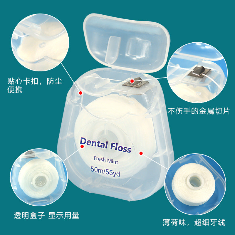 Cross-Border Wholesale Dental Floss Roll 50m Mint Flavor Floss Orthodontic Roll Floss Oral Cleaner Spot Wholesale - image 4