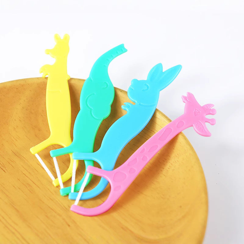 Cross-border wholesale children's floss stick mixed animal flat line canned 40 PCs baby oral teeth joint cleaning floss - image 2