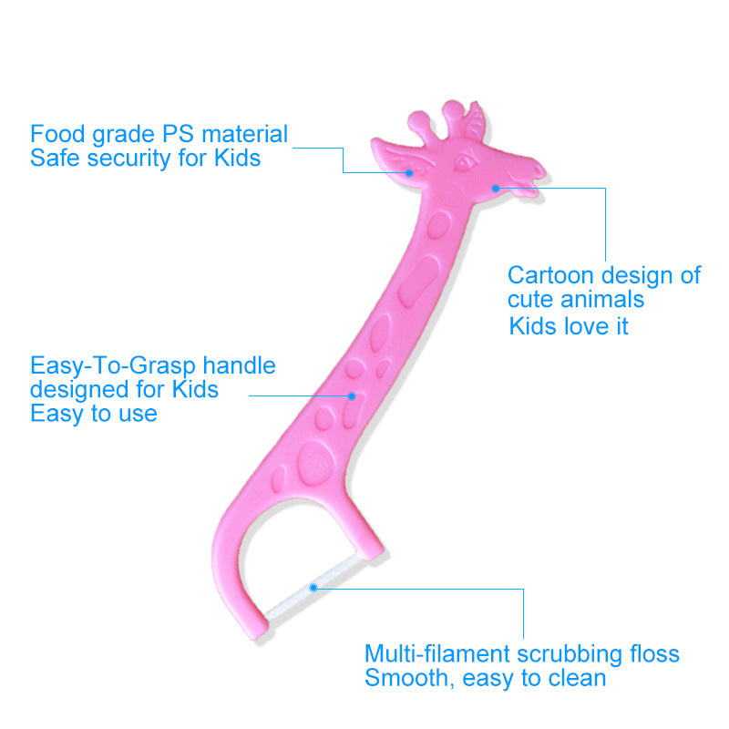 Cross-border wholesale children's floss stick mixed animal flat line canned 40 PCs baby oral teeth joint cleaning floss - image 3