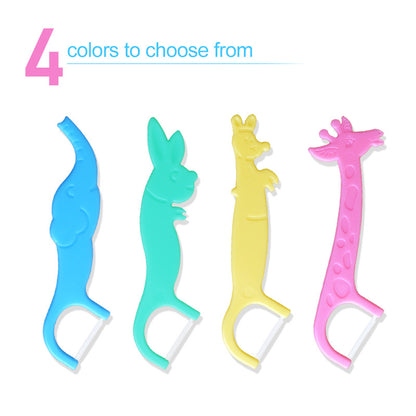 Cross-border wholesale children's floss stick mixed animal flat line canned 40 PCs baby oral teeth joint cleaning floss - image 4