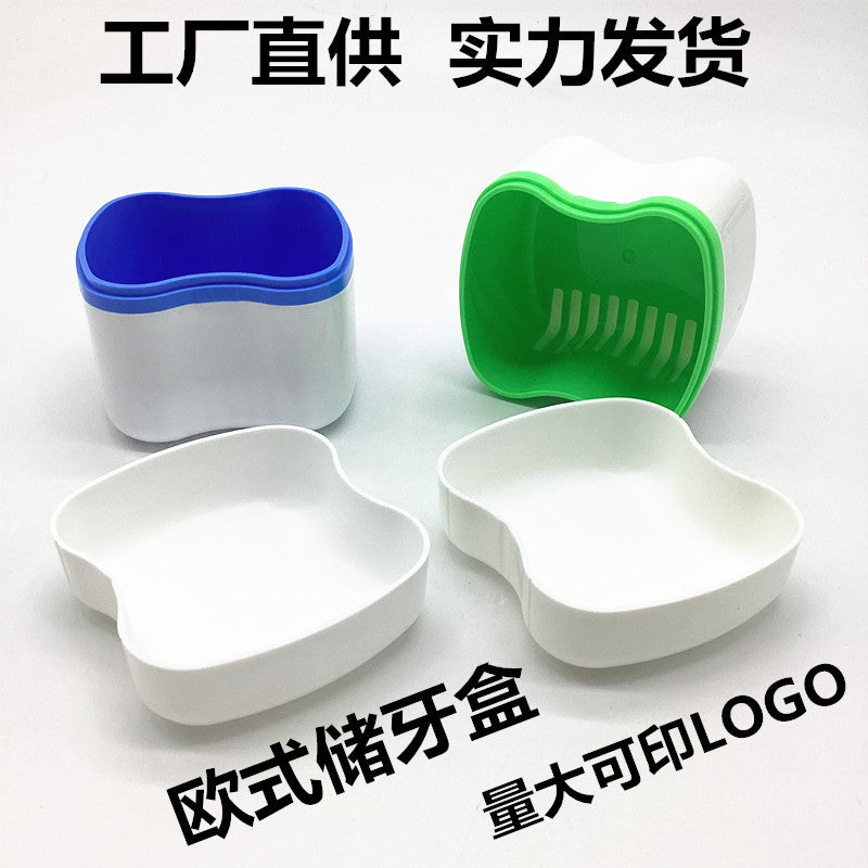 Denture Soaking Box Split European Style Tooth Storage Box Denture Storage Box Full Mouth Denture Placement Box Double Layer with Filter - image 1