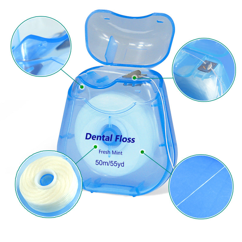 Foreign Trade Wholesale Orthodontic Floss Roll 50m Suction Card Waxed Mint Fresh Breath Disposable Roll Floss Cross-Border - image 4
