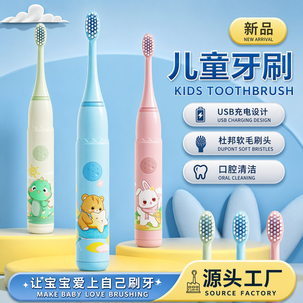 Cross-Border Children's Electric Toothbrush with Soft Bristles, USB Charging, Self-Cleaning, 4-Speed Noise Reduction, Fully Automatic Baby Toothbrush - image 1
