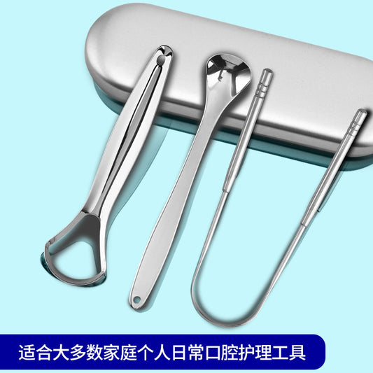 In stock supply oral tongue coating cleaning brush stainless steel tongue scraper dentist oral tongue coating cleaner tongue scraper - image 2