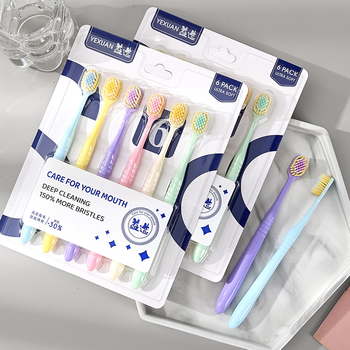 Sam's Same Type of Convex Toothbrush, 6-Pack Family Pack, Daily Necessities, Adult Household Wide-Head Soft-Bristle Toothbrush Wholesale - image 2