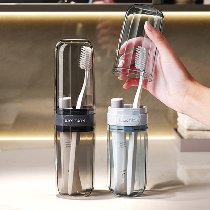 Travel portable toothbrush toothpaste suit storage box transparent household wash cup bathroom multifunctional toothbrush cup - image 4