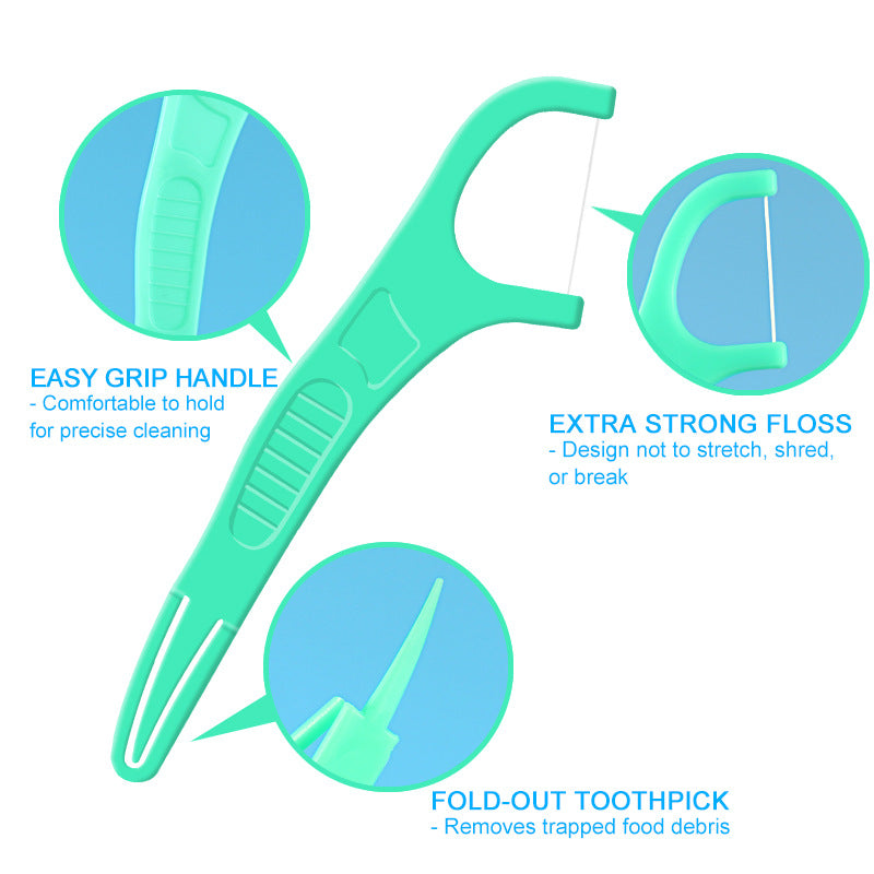 Cross-border new floss double-purpose toothpick line mint flavor disposable floss stick box 50 pcs factory in stock wholesale - image 2