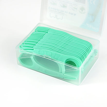 Cross-border new floss double-purpose toothpick line mint flavor disposable floss stick box 50 pcs factory in stock wholesale - image 4