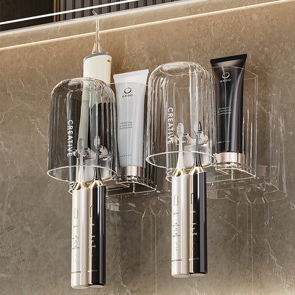 Toothbrush rack bathroom wall-mounted electric toothbrush cup punch-free light luxury draining mouthwash Cup Tooth Cup rack - image 1